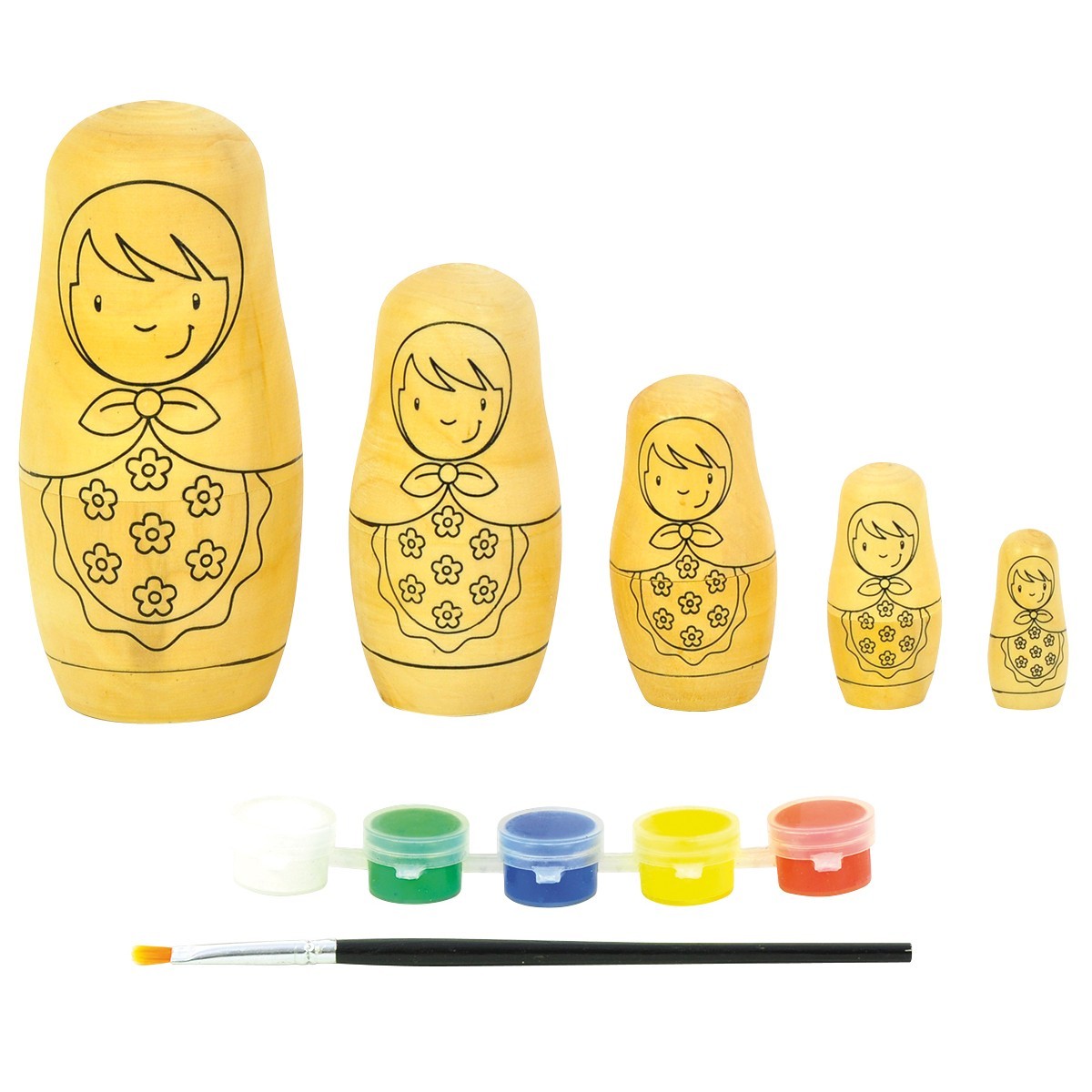 Matrjoschka, 5 Figuren in einer, mit Farben & Pinsel von Sunnysue